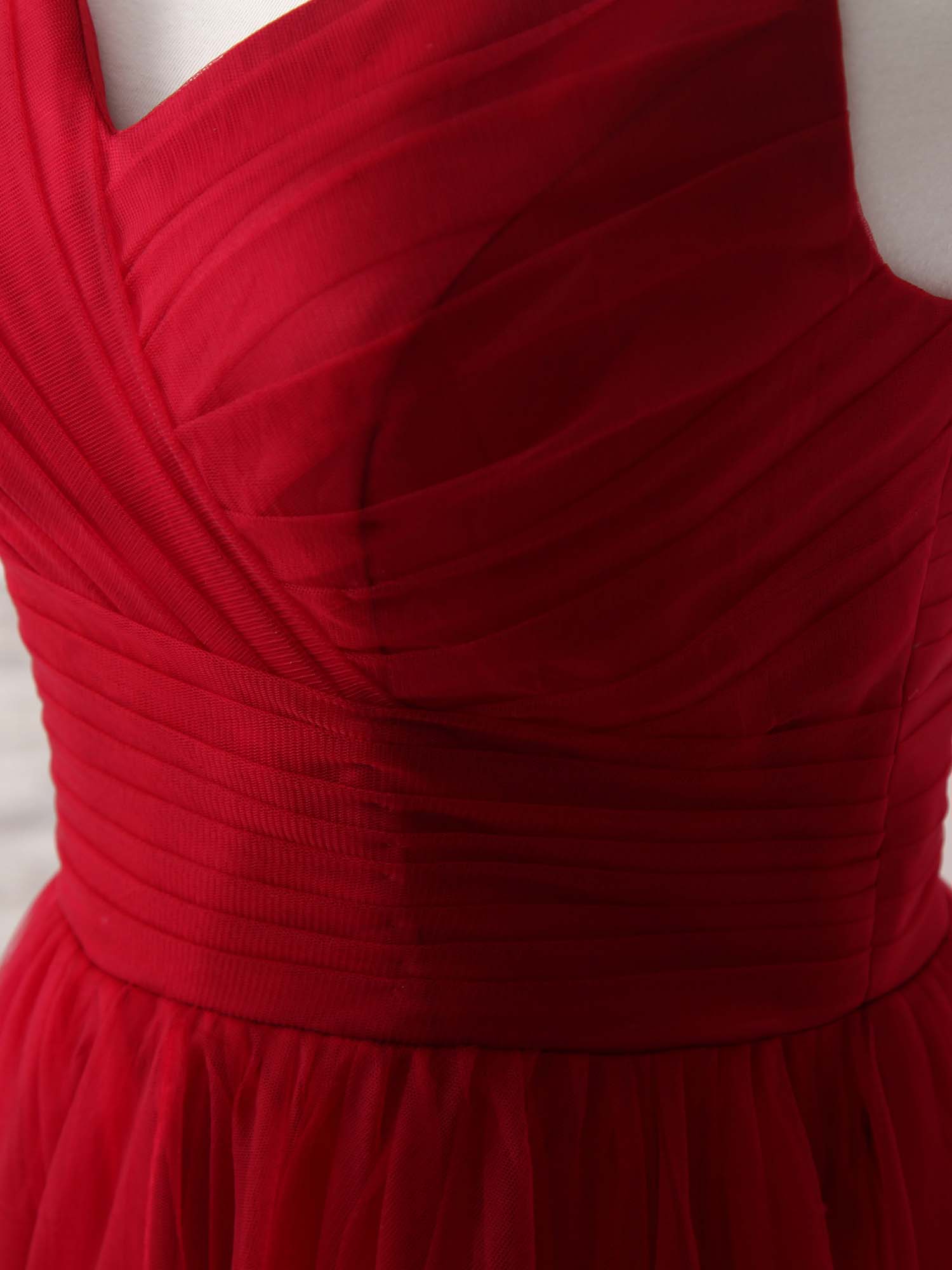 A-Line Sweetheart High-Low Tulle Prom Dress with Spaghetti Straps