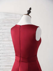 A-line Deep V Neck Knee-Length Satin Homecoming Dress with Crisscross Straps