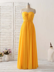 A-line Sweetheart Strapless Floor-Length Chiffon Prom Dress