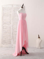 Heart Neckline A-Line High-Low Chiffon Dress with Pleated Bodice Prom Dress