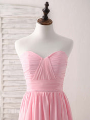 Heart Neckline A-Line High-Low Chiffon Dress with Pleated Bodice Prom Dress