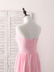 Heart Neckline A-Line High-Low Chiffon Dress with Pleated Bodice Prom Dress
