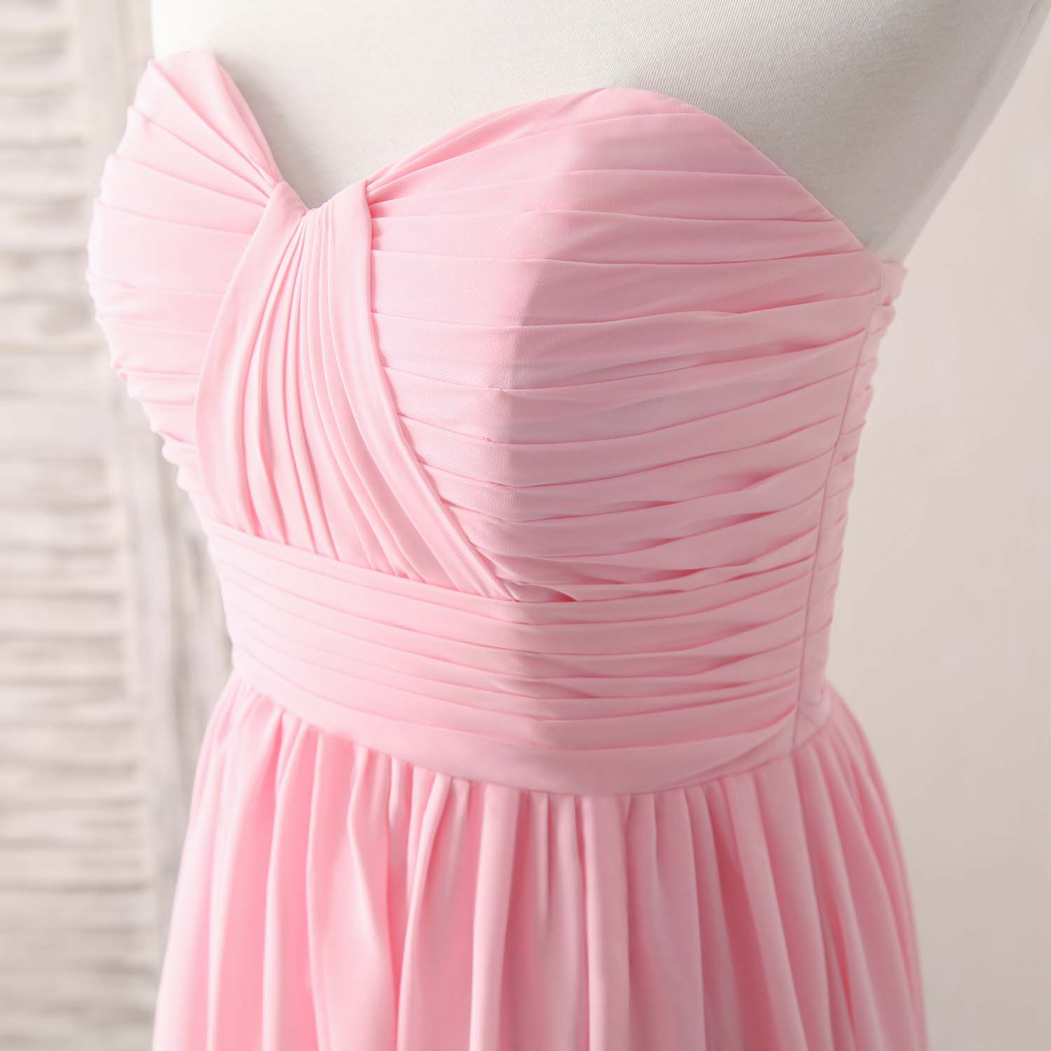 Heart Neckline A-Line High-Low Chiffon Dress with Pleated Bodice Prom Dress