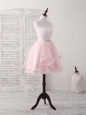 A-line Illusion Neck Short/Mini Tulle Homecoming Dress with Beaded Waistband