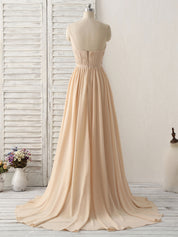 A-Line V-Neck Floor-Length Chiffon Dress with Gathered Bodice Prom Dress