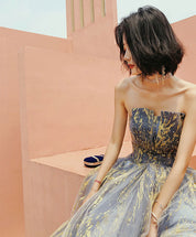 A-Line A line Tulle Lace Long Prom Dress, Tulle Formal Graduation Dress