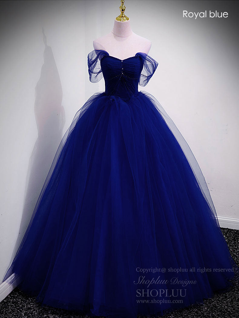 Ball Gown Sweetheart Floor-Length Tulle Prom Dress with Beaded Corset Bodice