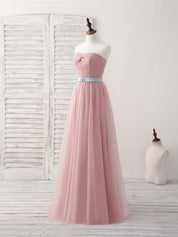 A-line Sweetheart Neck Floor-Length Tulle Prom Dress with Ruched Bodice