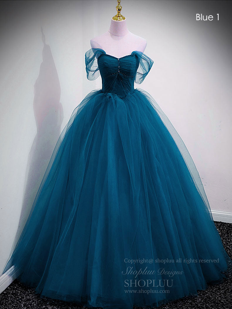 Ball Gown Sweetheart Floor-Length Tulle Prom Dress with Beaded Corset Bodice