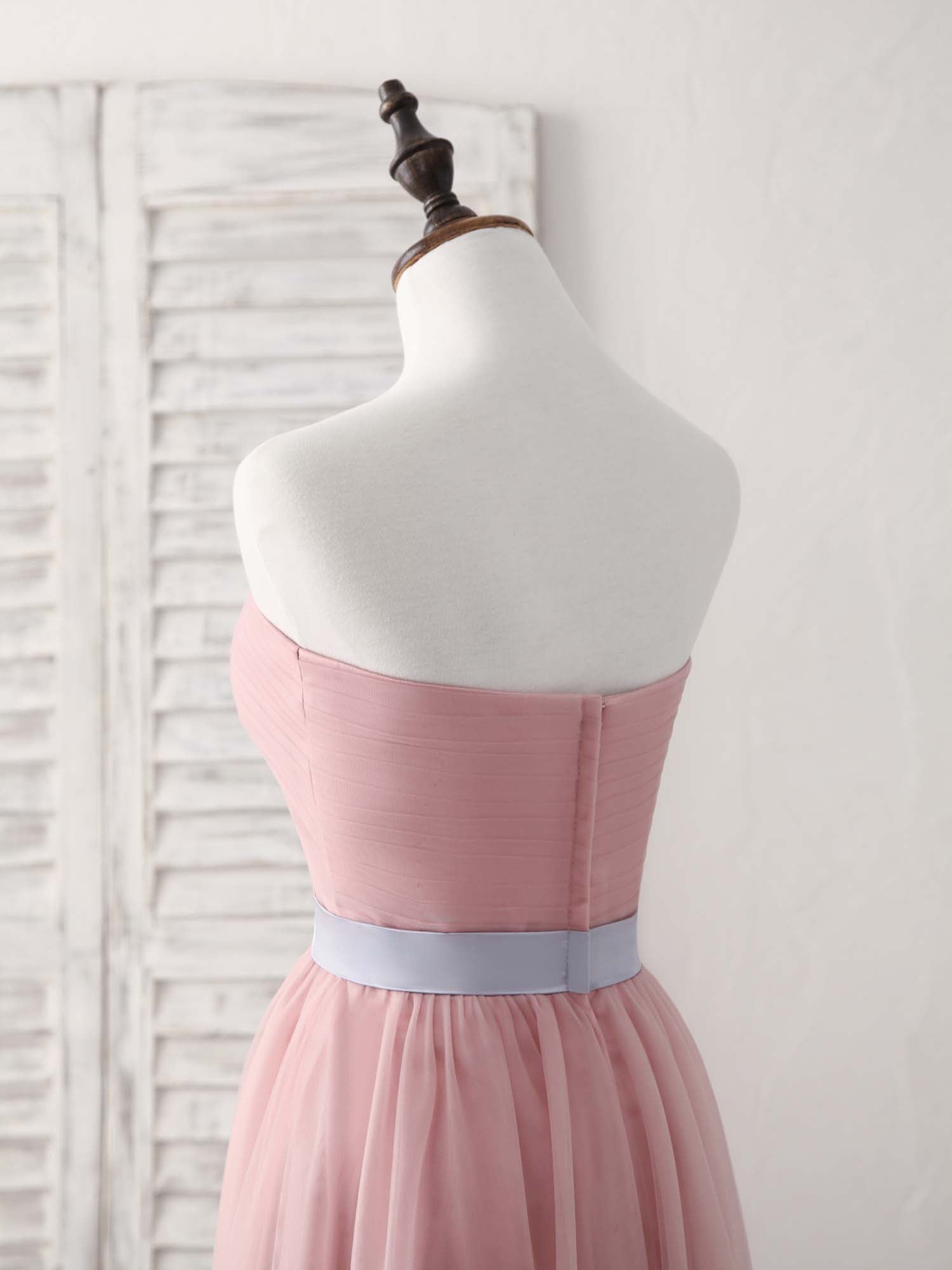 A-line Sweetheart Neck Floor-Length Tulle Prom Dress with Ruched Bodice