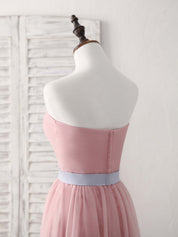 A-line Sweetheart Neck Floor-Length Tulle Prom Dress with Ruched Bodice