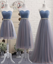 Strapless Sweetheart Corset Back Tulle Prom Dress with Beaded Waistband