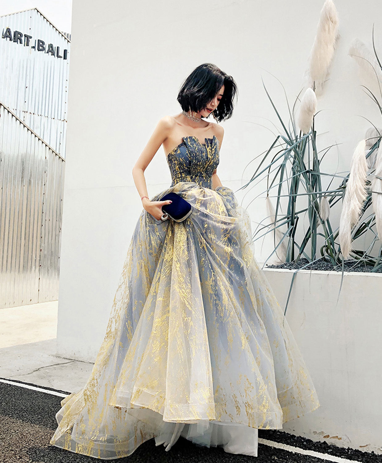 A-Line A line Tulle Lace Long Prom Dress, Tulle Formal Graduation Dress