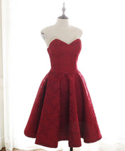 Strapless A-Line Knee-Length Lace Satin Homecoming Dress with Beaded Detail