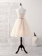 A-line Sweetheart Neck Knee-Length Tulle Homecoming Dress with Pleated Bodice
