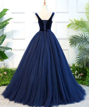 Ball Gown Boat Neck Floor-Length Tulle Prom Dress with Beaded Waist Detail