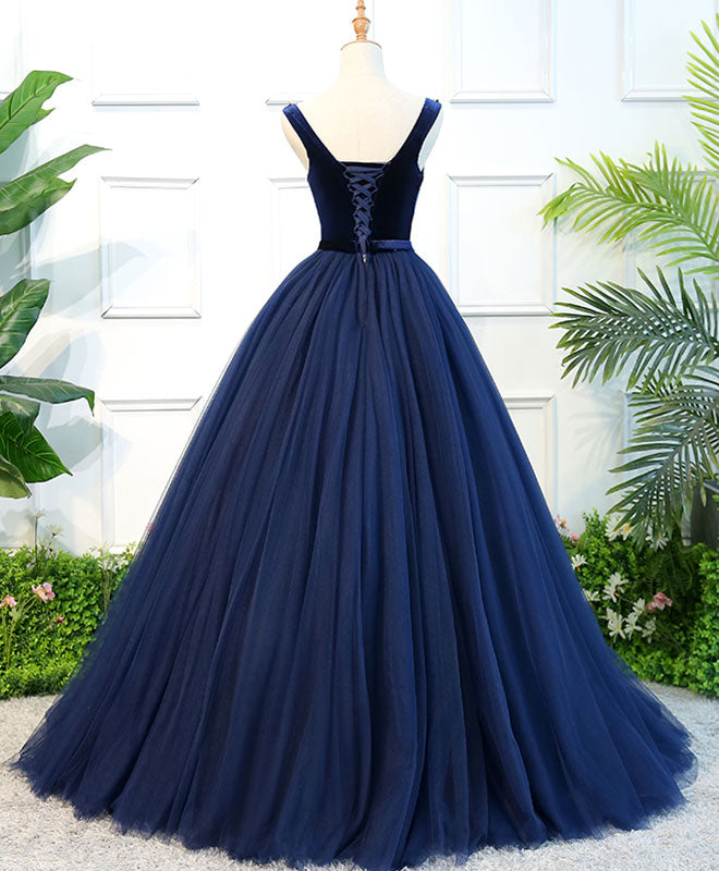 Ball Gown Boat Neck Floor-Length Tulle Prom Dress with Beaded Waist Detail