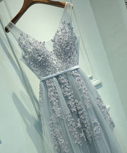 A-line Cowl Neck Floor-Length Tulle & Lace Prom Dress with Lace-Up Back