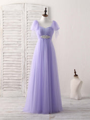 A-Line Sweetheart Floor-Length Tulle Prom Dress with Beaded Waistband