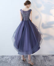 A-Line Sleeveless Scoop Neck High-Low Tulle Homecoming Dress With Beaded Lace Bodice