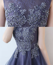 A-Line Sleeveless Scoop Neck High-Low Tulle Homecoming Dress With Beaded Lace Bodice