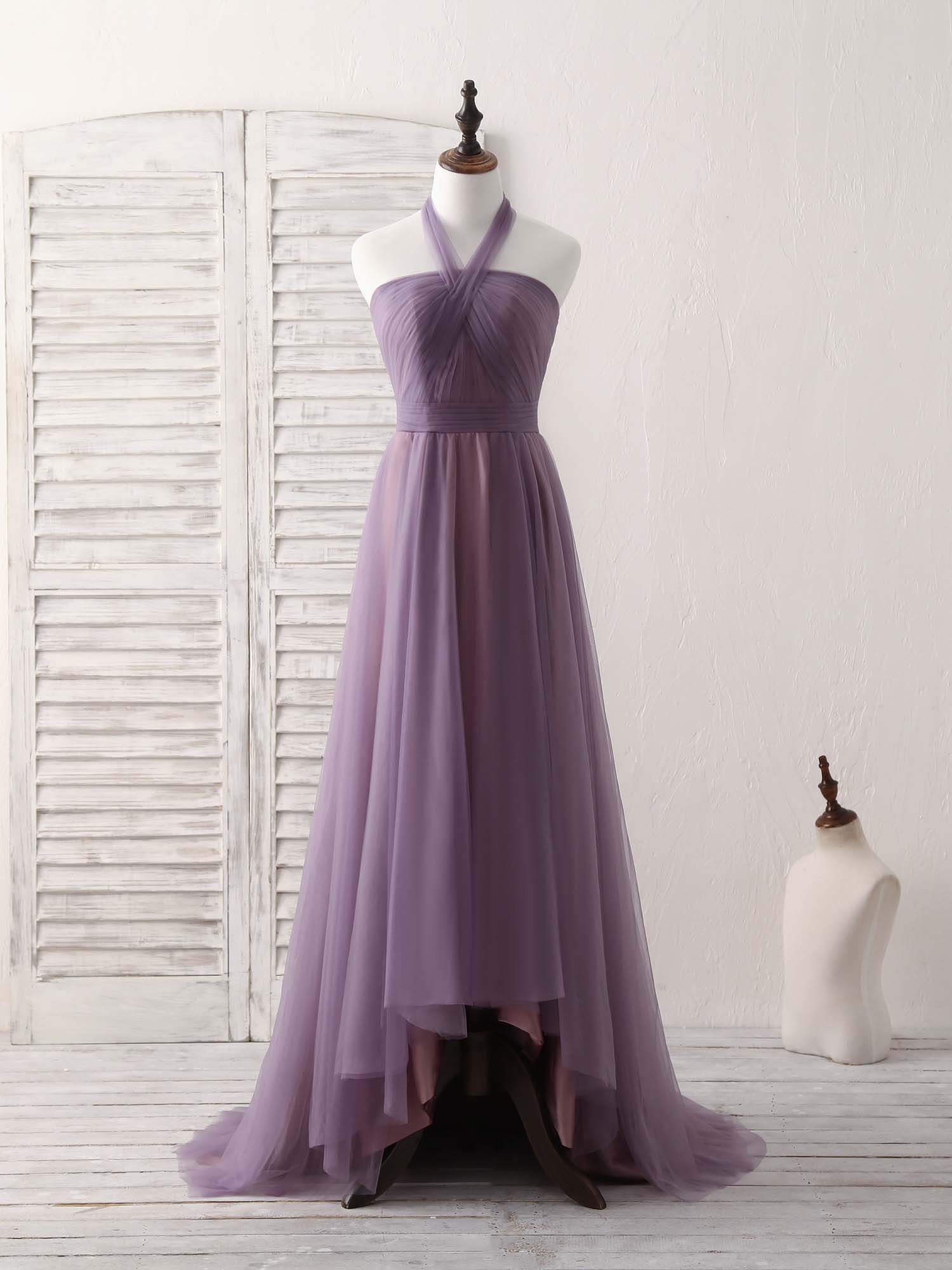 A-Line Halter Neck Floor-Length Chiffon Prom Dress