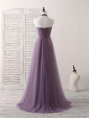 A-Line Halter Neck Floor-Length Chiffon Prom Dress
