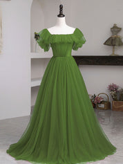 A-Line Off-the-Shoulder Floor-Length Tulle Ruffled Bodice Burgundy Prom Dress