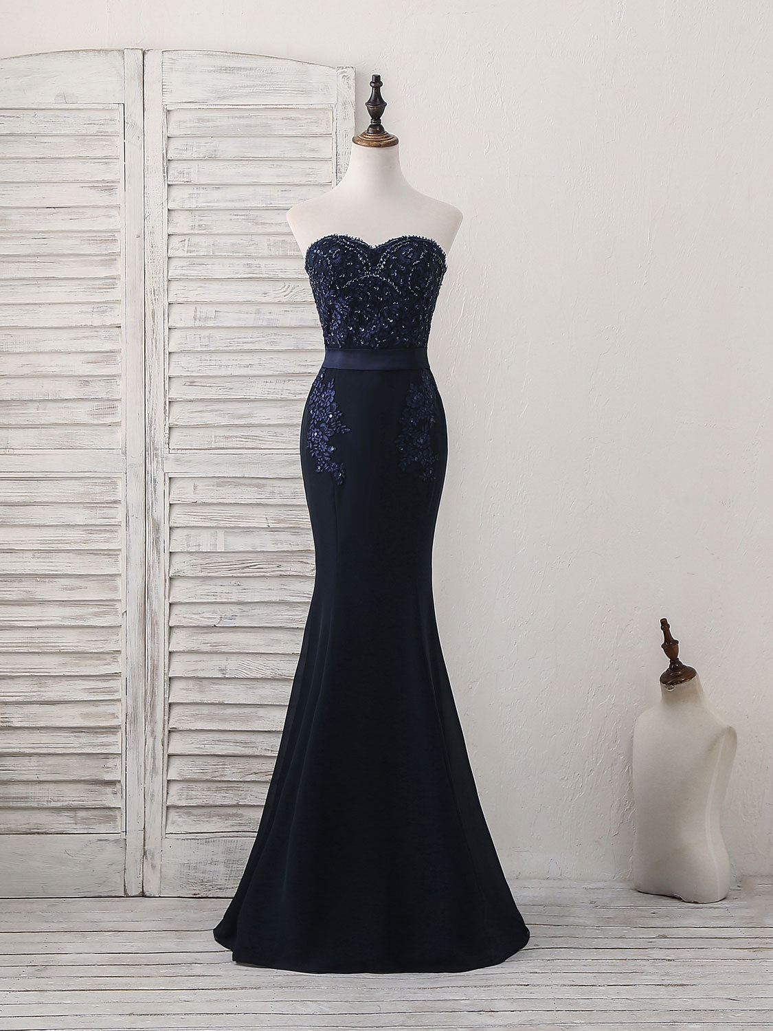 Beaded Sweetheart Neckline Mermaid Floor-Length Chiffon Prom Dress