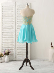 A-Line Sweetheart Strapless Knee-Length Chiffon Homecoming Dress with Lace-Embellished Bodice