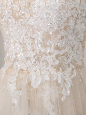 A-Line One-Shoulder Floor-Length Tulle & Lace Prom Dress with Floral Appliqué Bodice