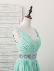 A-line V Neck Short Chiffon Homecoming Dress with Beaded Waist