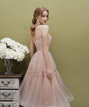 A-Line Scoop Neck Knee-Length Tulle Prom Dress in Sage Green with Tiered Skirt