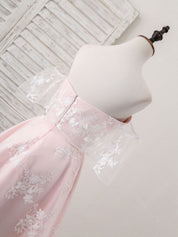 A-line Sweetheart Neck Short Tulle & Lace Homecoming Dress with Off-the-Shoulder Sleeves