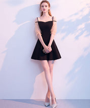 A-line Square Neck Short Tulle & Chiffon Homecoming Dress with Puff Sleeves