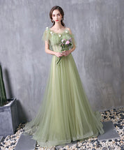 A-Line Off-Shoulder Floor-Length Tulle Lace Appliqué Prom Dress