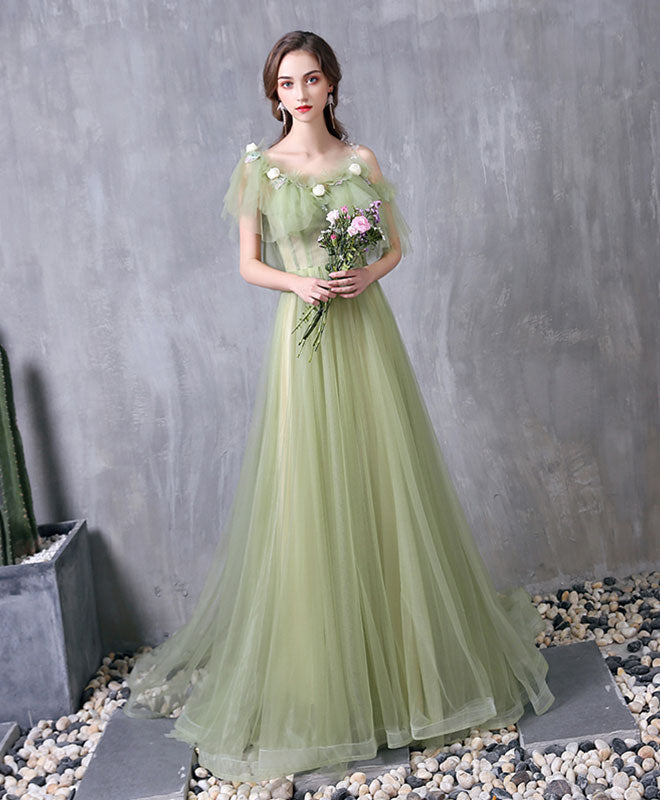 A-Line Off-Shoulder Floor-Length Tulle Lace Appliqué Prom Dress
