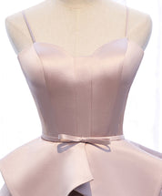 A-Line Sweetheart Floor-Length Blush Pink Tulle and Satin Prom Dress with Structured Bow Waist