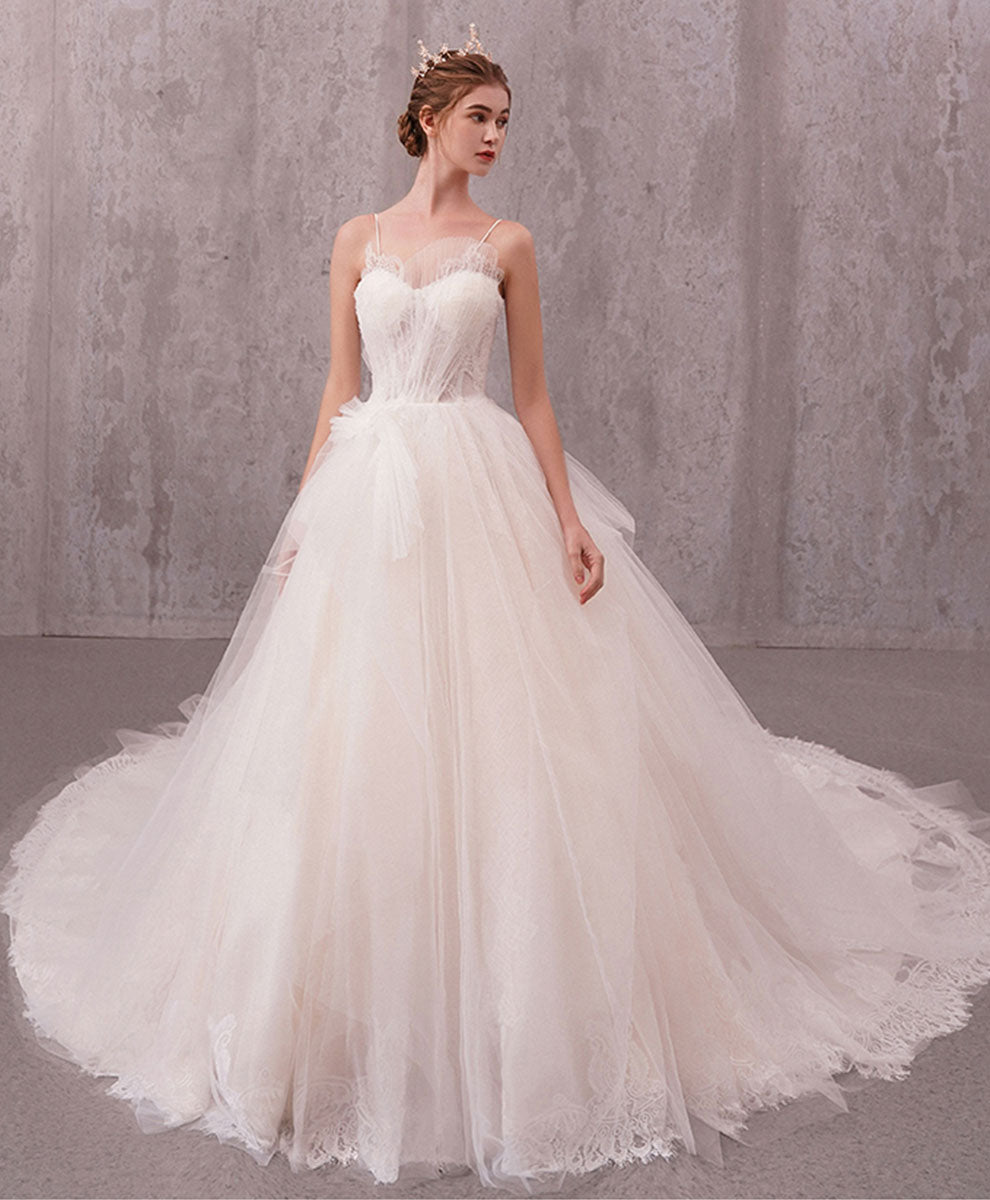 Ball Gown Ivory Sweetheart Floor-Length Tulle and Lace Prom Dress with Illusion Corset Bodice