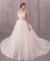Ball Gown Ivory Sweetheart Floor-Length Tulle and Lace Prom Dress with Illusion Corset Bodice