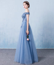 Off-The-Shoulder Floral Lace Appliqué Tulle Prom Dress With Lace-Up Back
