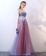 A-line Sweetheart Floor-Length Tulle & Lace Prom Dress with Lace-Up Back