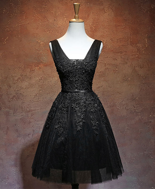 A-line Square Neck Knee-Length Tulle & Lace Homecoming Dress with Lace-Up Back