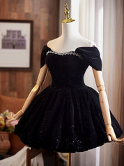 Sweet Off-the-Shoulder Velvet Homecoming Dress