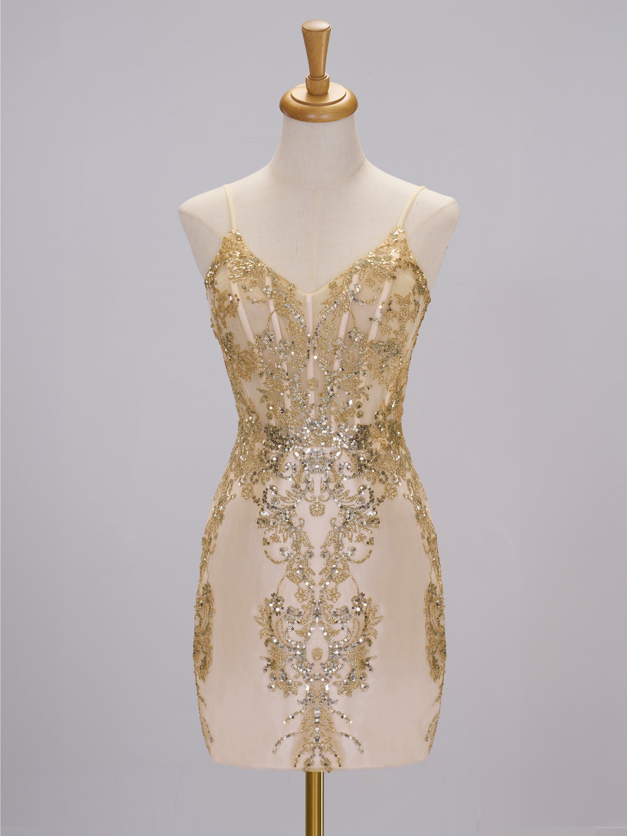 Kayla Champagne Homecoming Dress