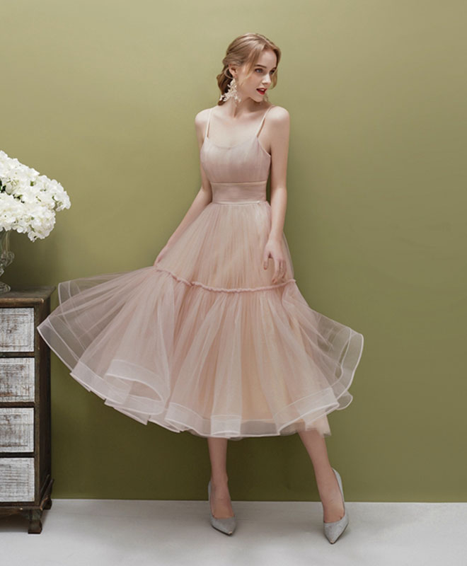 A-Line Scoop Neck Knee-Length Tulle Prom Dress in Sage Green with Tiered Skirt