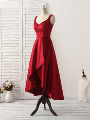 A-Line Sweetheart Neck High-Low Satin Dress with Structured Bodice Homecoming Dress