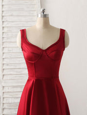 A-Line Sweetheart Neck High-Low Satin Dress with Structured Bodice Homecoming Dress