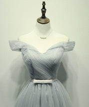 A-line Off-the-Shoulder Knee-Length Tulle Dress with Pleated Bodice Homecoming Dress