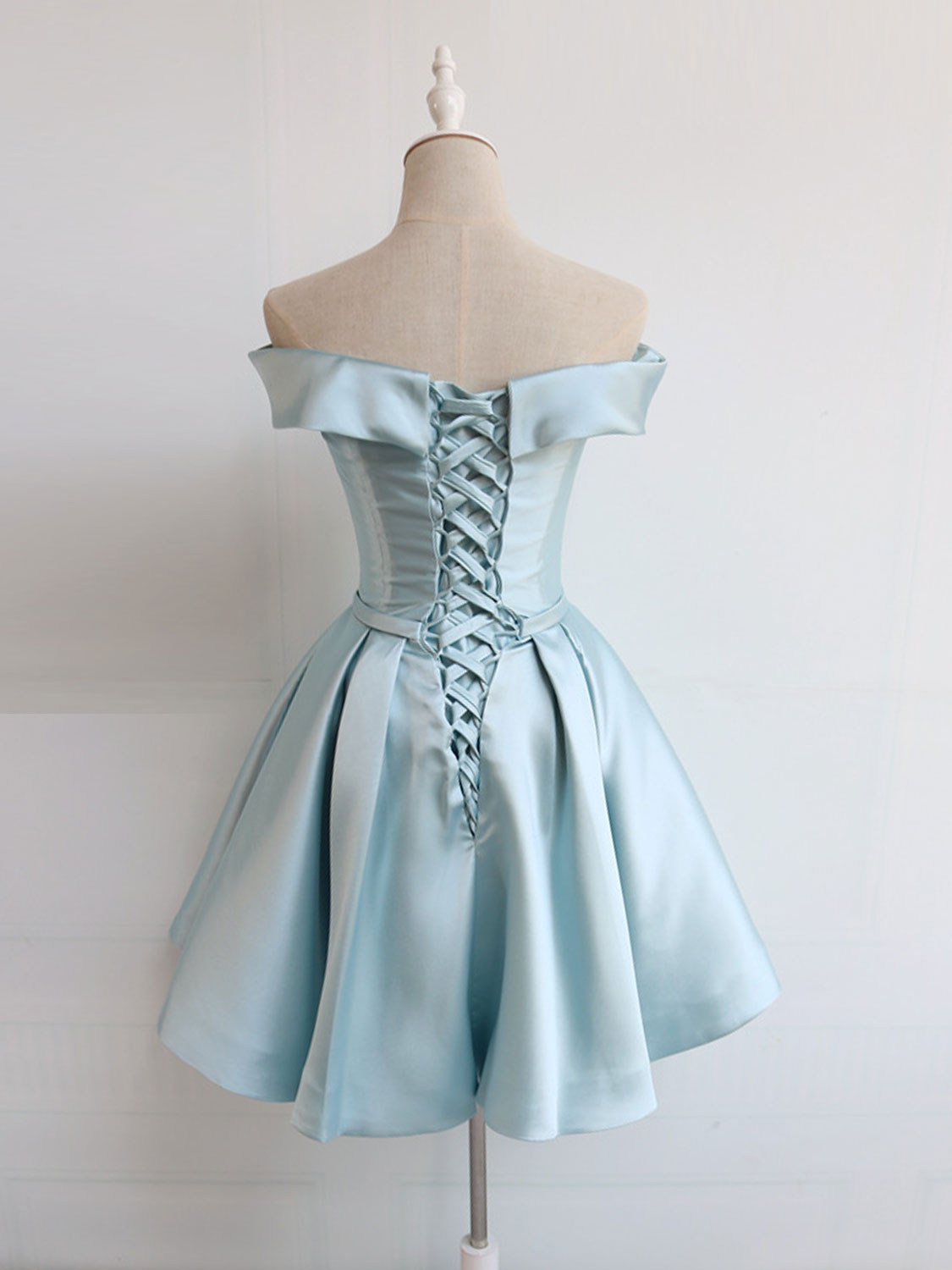 Blue Satin Homecoming Dress